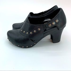 Dansko | Black Leather Ryder Studded Heel Clogs size 37